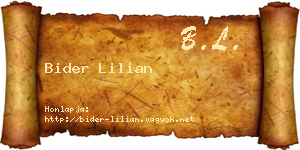 Bider Lilian névjegykártya